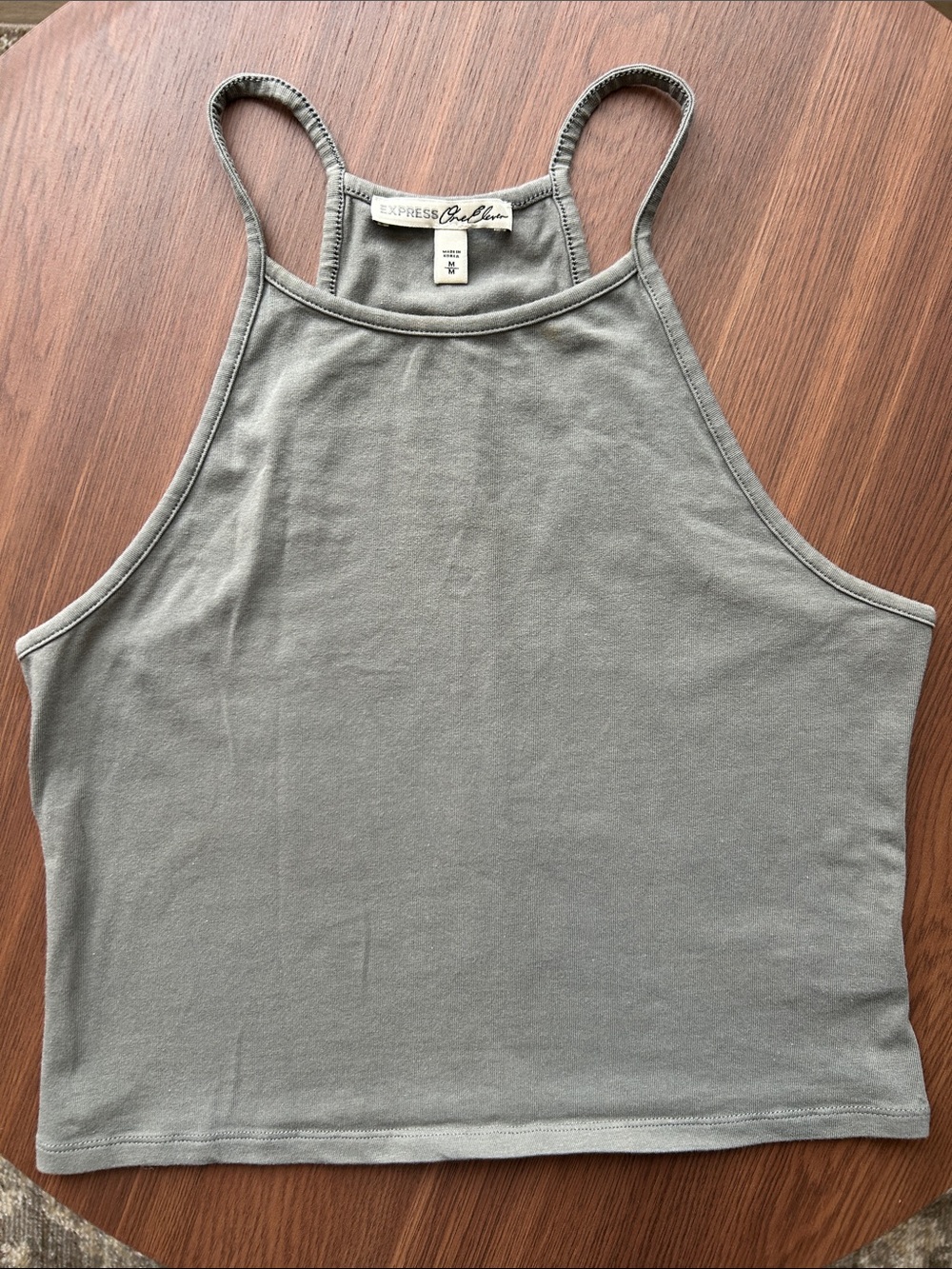 Express Gray Halter Crop Tank Top